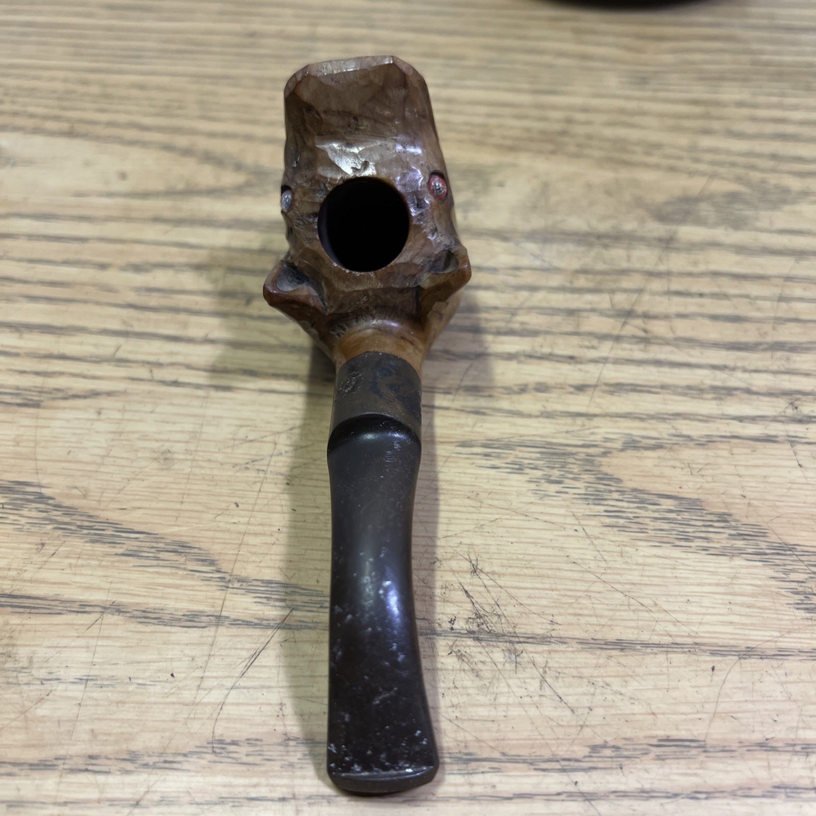 Vtg 1950s Hand Carved Italian Briar Glass Eye Hippopotamus Smoking Tobacco Pipe