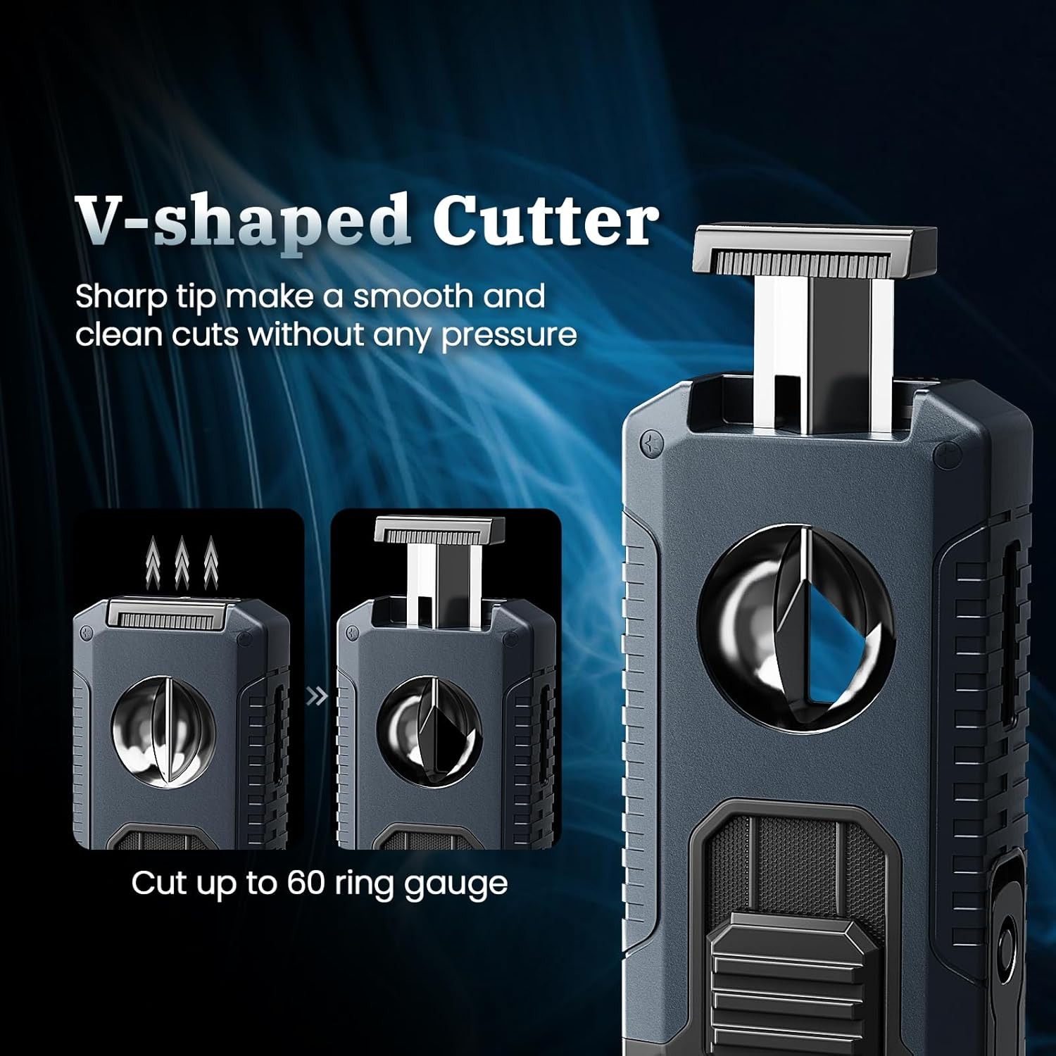 All-in-One Cigar Torch Lighter with V Cigar Cutter,Holder,Jet Flame Christmas Gi