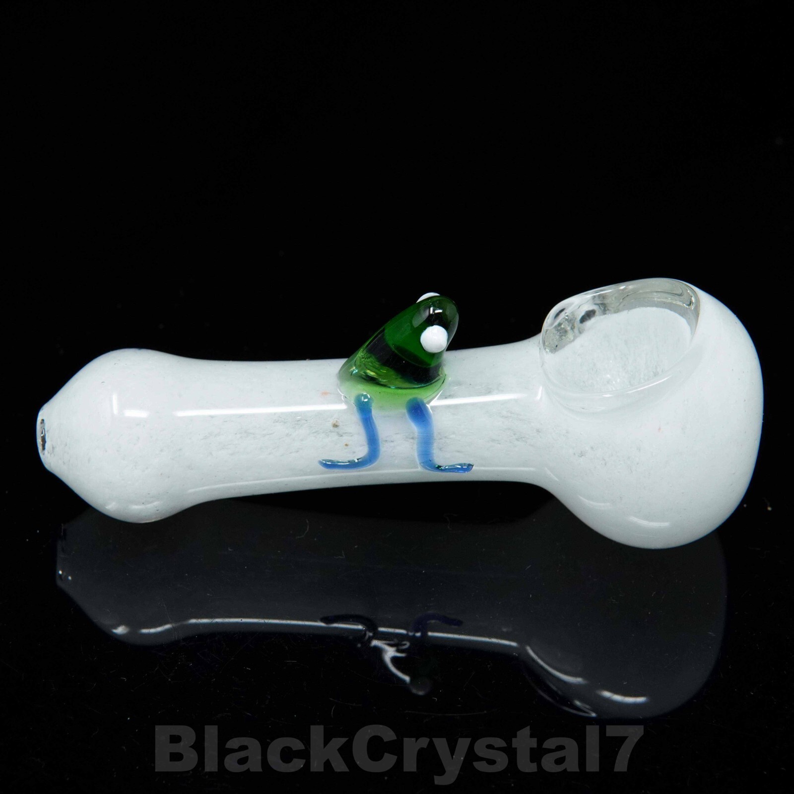 4.5 in Handmade Snow White Bold Minimalist Frog Tobacco Smoking Bowl Glass Pipes
