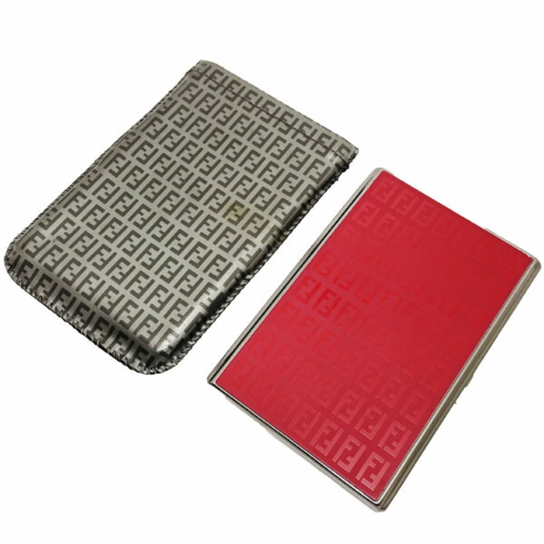 Fendi FF Cigarette Red Gunmetal Tobacco Hard Case Authentic Used Good Condition