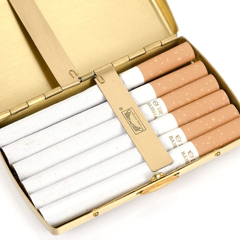 Timeless Carved Brass Cigarette Holder – 12 Cigarette Capacity in Gift Packaging