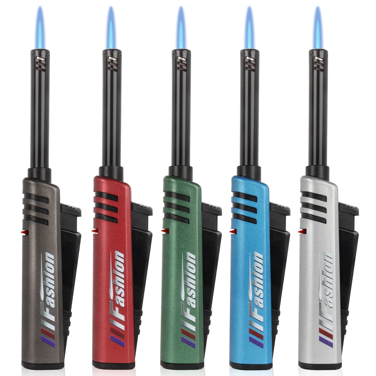 Mini Candle Lighter 5 Pack Refillable Long Neck Butane Gas Lighters for Stove