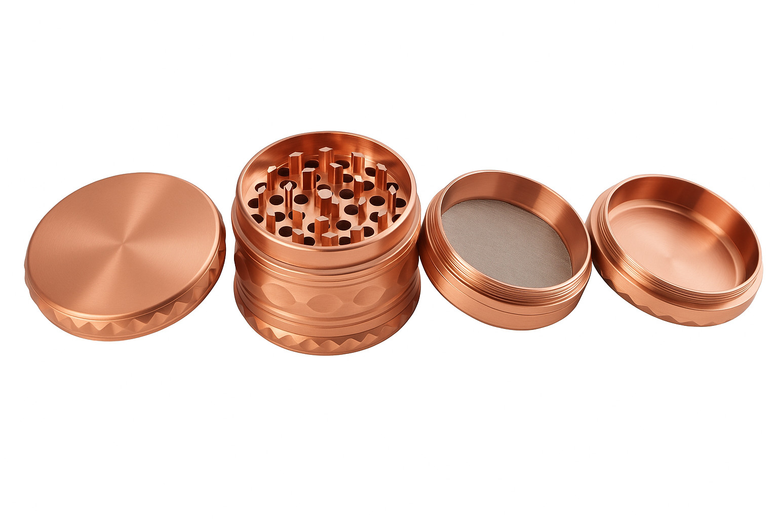 4-Piece 2.25in Spice Herb Grinder Metal Herb/Spice Grinder: Rose Gold