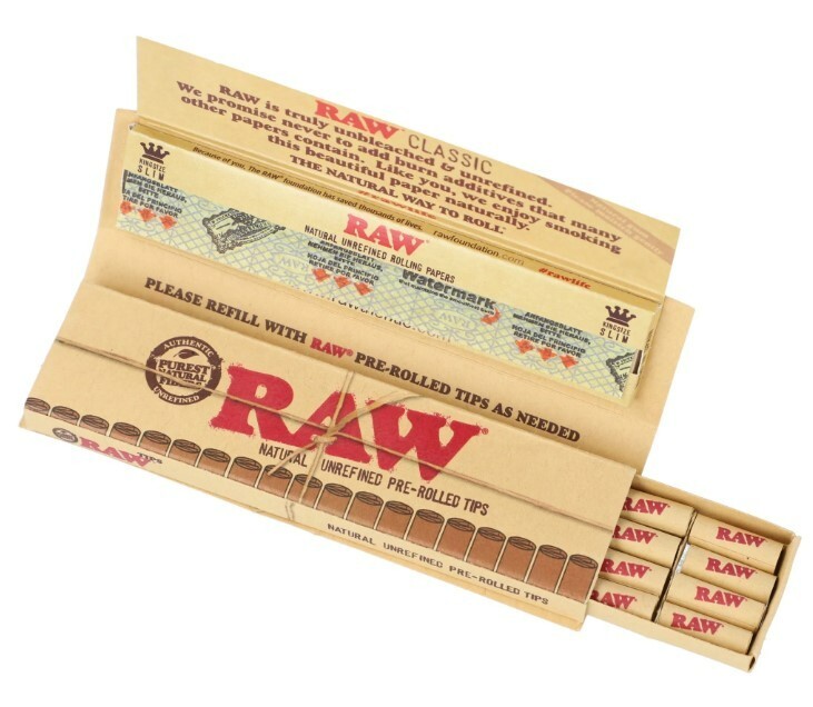 RAW King Size “MASTERPIECE” Rolling Papers with Pre Rolled Tips – (3 Packs)