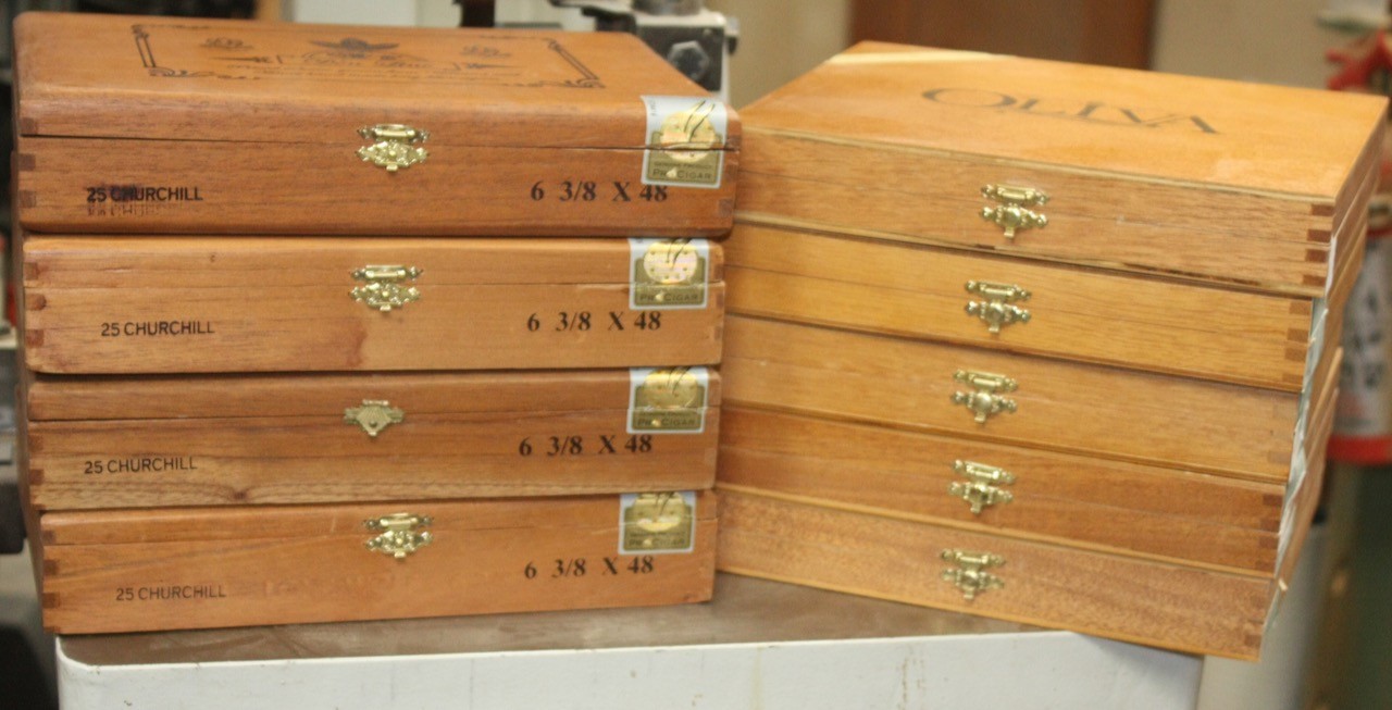 Pack of 9 empty ALL WOODEN Cigar Boxes (sorry, no cigars included!)