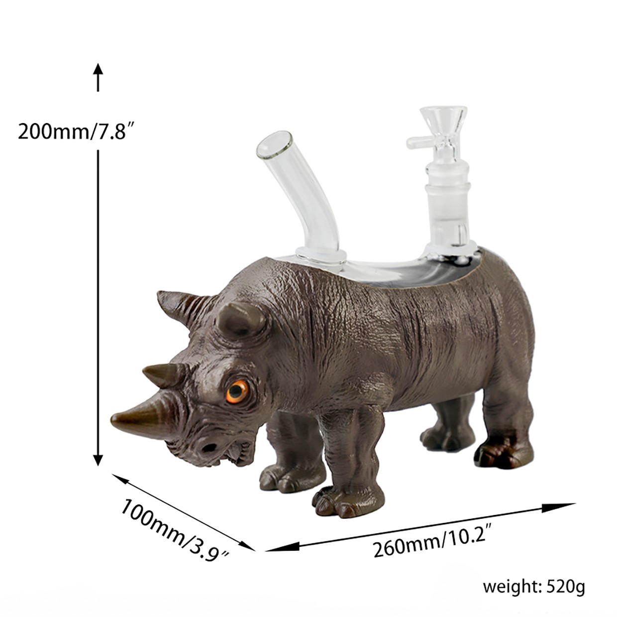 Rhino 8in Hookah Glass Bong and Water Pipes Smoking Bubbler Bong Joint 14mm bowl