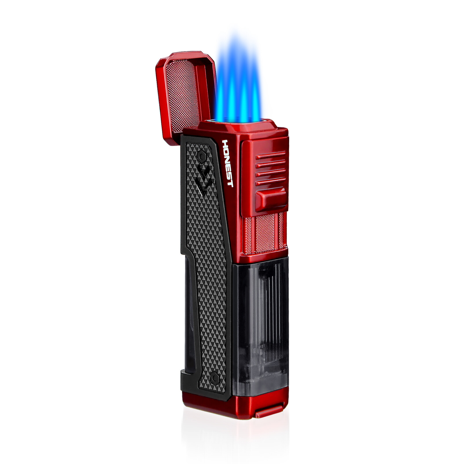 Windproof Cigar Lighters Metal Adjustable Torch Butane Lighter 3 Jet Blue Flame
