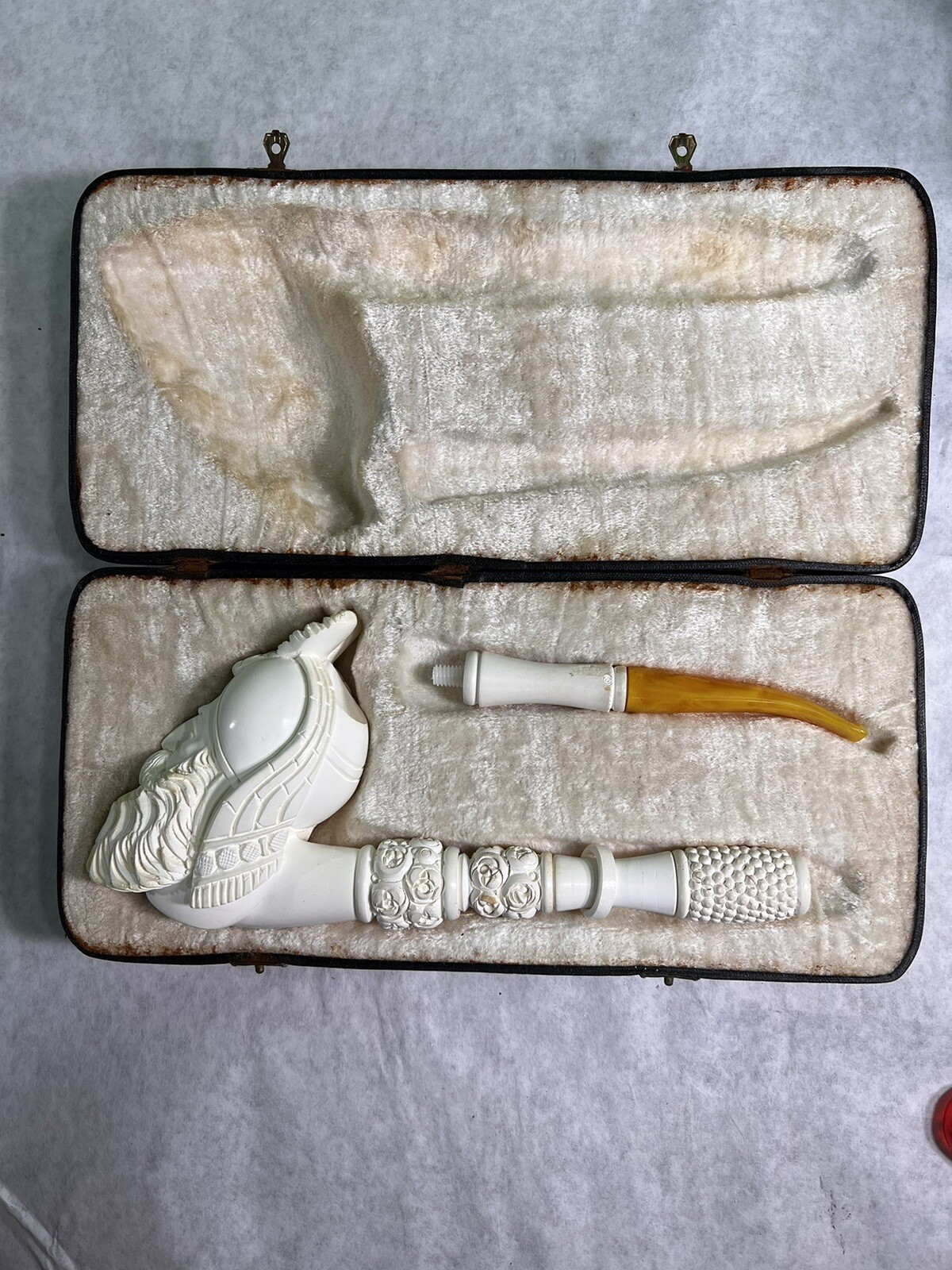 HUGE Vintage Turban Sultan Meerschaum Pipe never used VGC 15 inches long