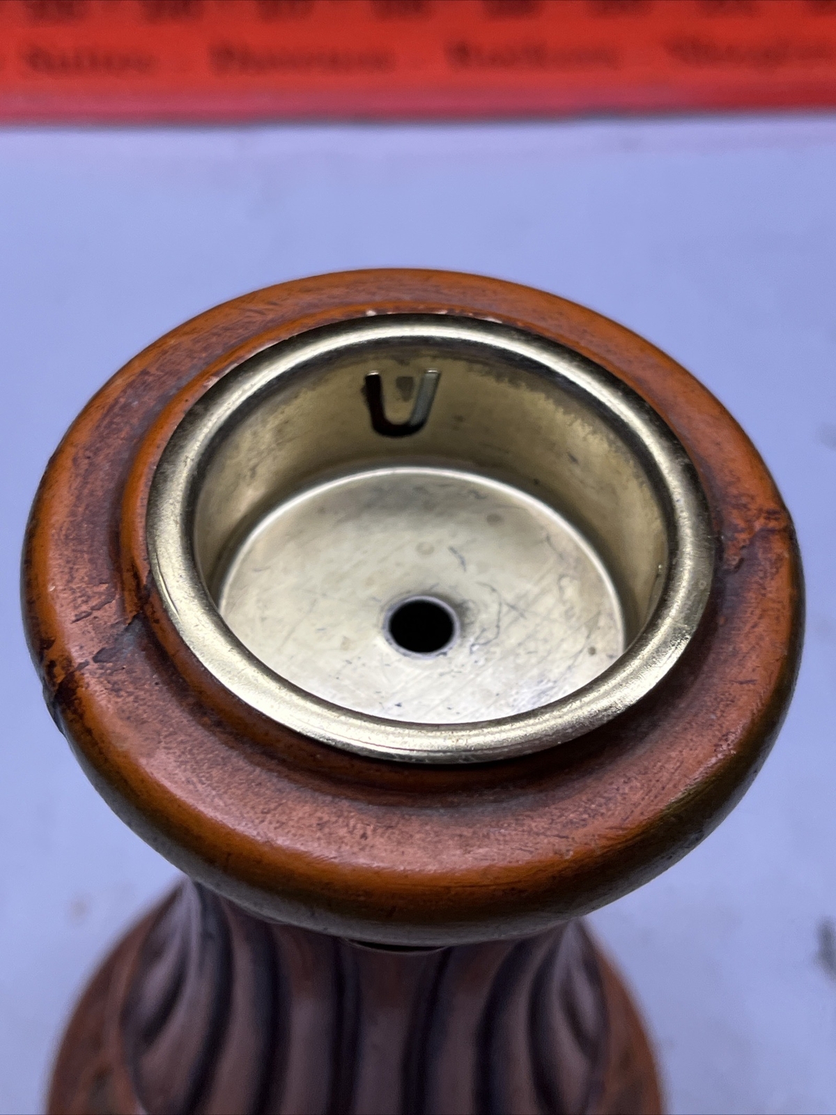Vintage Carved Wooden Table Top Lighter Striker Not Aligned