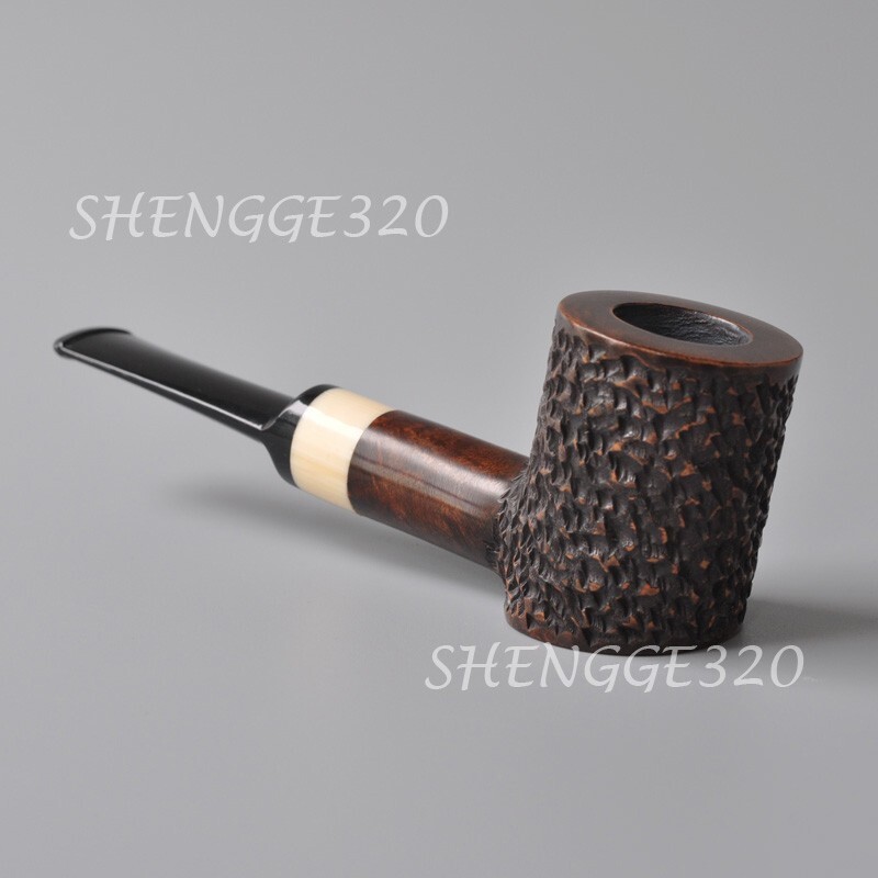 Handmade Briar Wooden Sitter Tobacco Pipe Poker Carved Surface Straight Stem