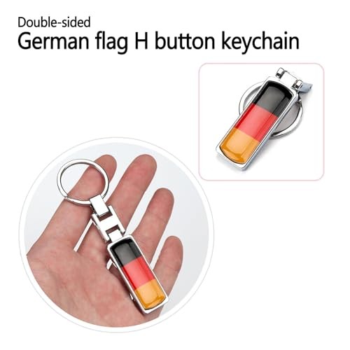 2Pcs Flag Design Car Keychain Canada Color Stripe Chrome Badge Keychains Yellow