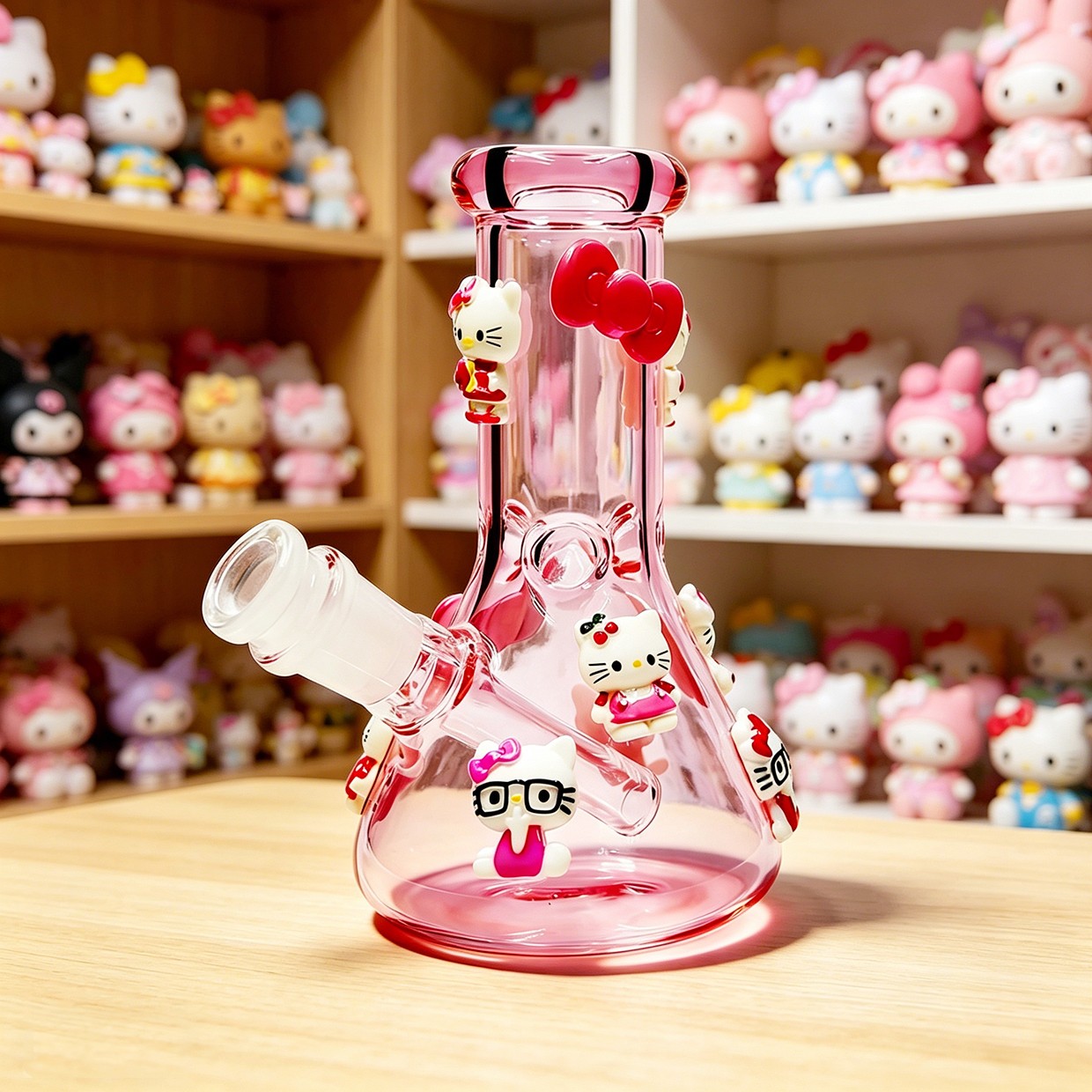 6.5in Mini Glass Bong and water pipes Smoking Beaker Bong pink Hookah /14mm bowl