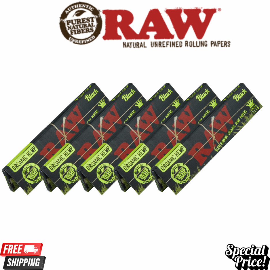 RAW Black Organic King Size Rolling Papers Natural Ultra Thin Unrefined Slow 5ct