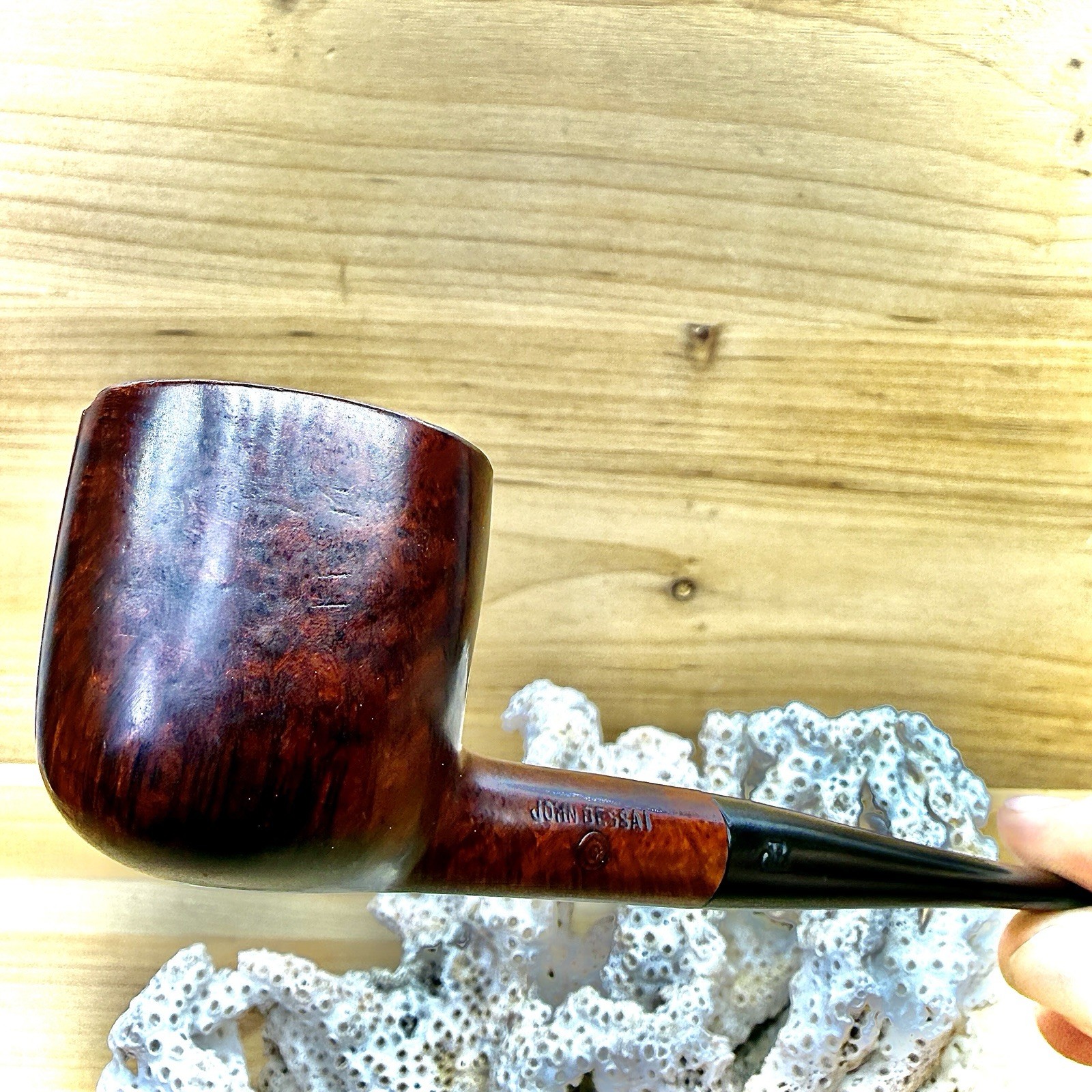 39g JOHN BESSIA JB SMOOTH STRAIGHT POT OLD ARCADE OHIO AMERICAN ESTATE PIPE