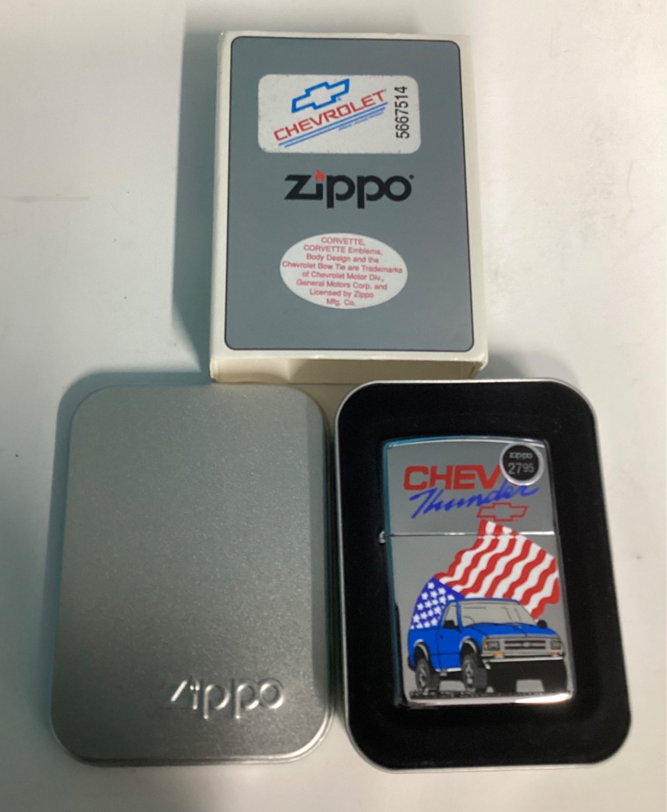 ZIPPO 1998 CHEVY THUNDER EMBLEM POLISHED CHROME LIGHTER SEALED IN BOX C441