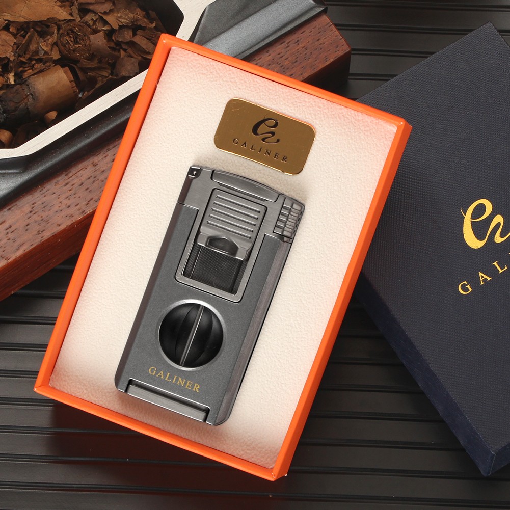 Cedar Cigar Case Vintage Humidor Box 20CT Large Hygrometer Humidifier Lighter