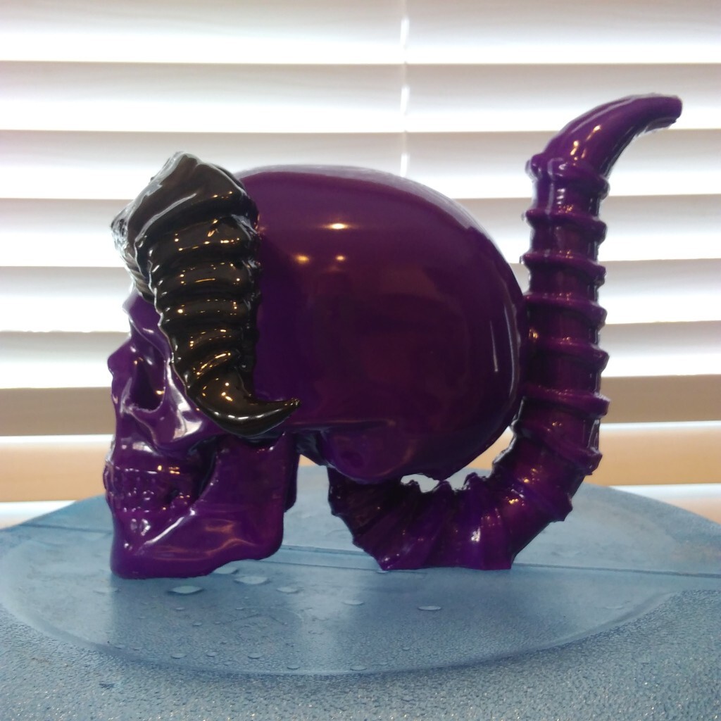 Horned Skull Bong Bubbler Black on Purple! more colors available