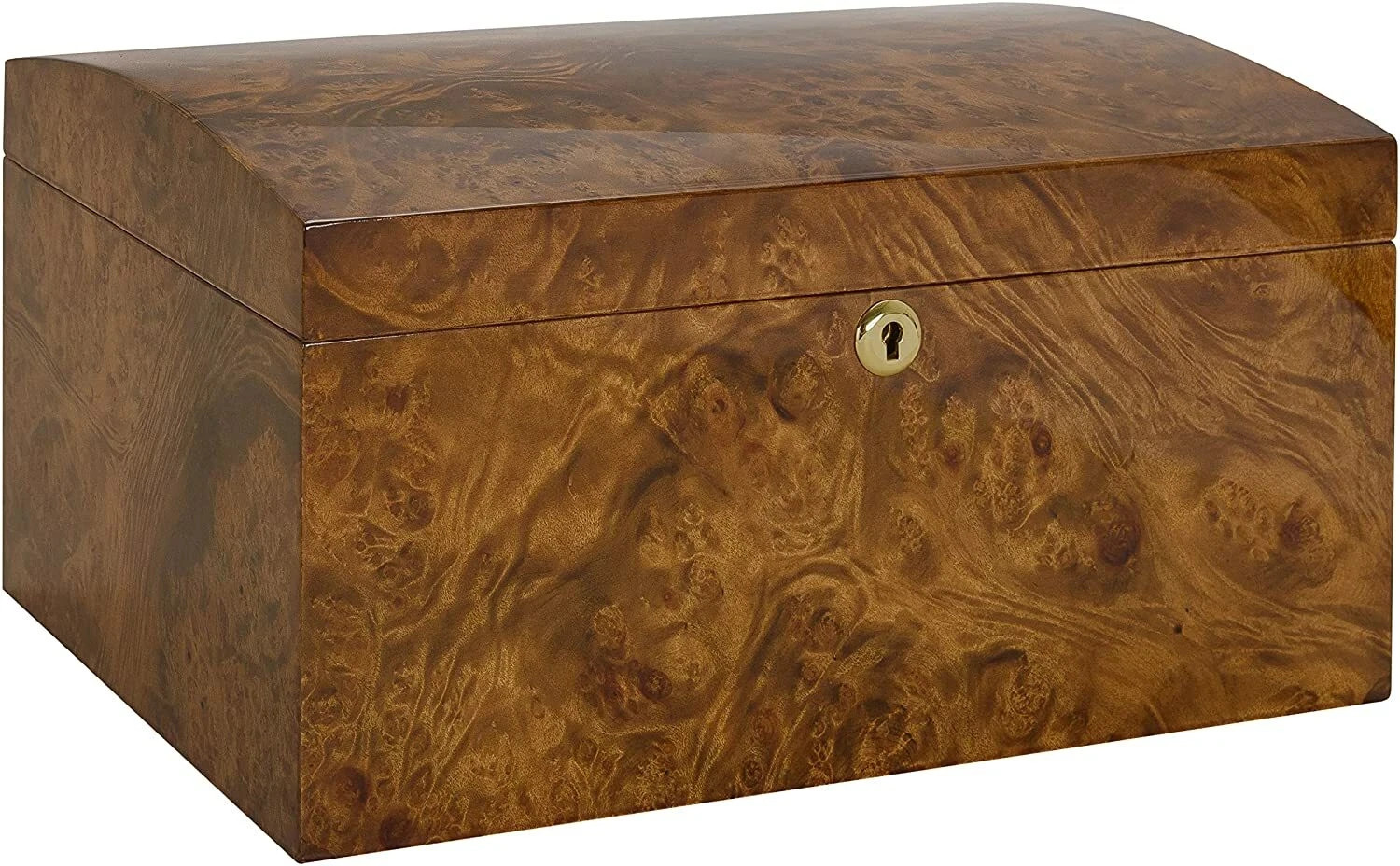 Desktop Cigar Humidor Rustic Red Burl Dome Top Spanish Cedar Lined NEW NIB