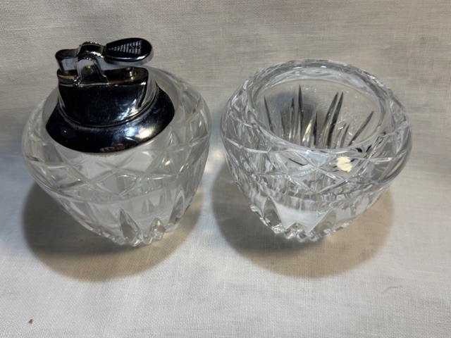 Vintage Princess House Highlights lead crystal table lighter + Cut Crystal Bowl