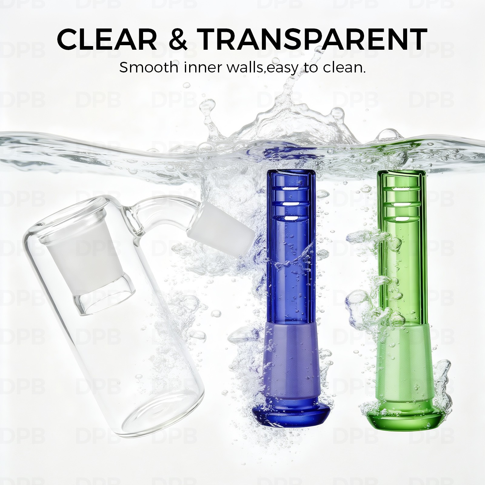 14mm Ash Catcher 45 Degree Glass Water Bong with 2 pack glass downstems-USA SHIP
