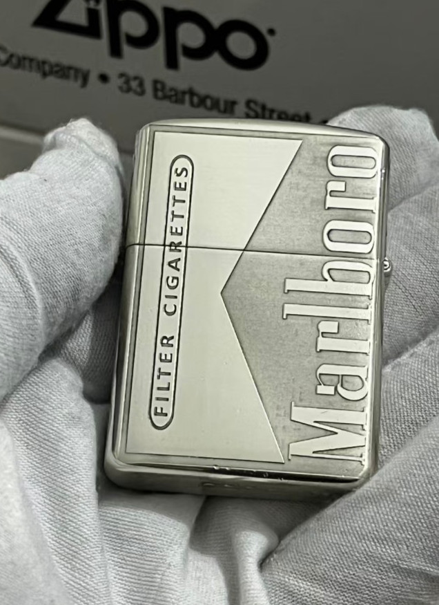 Zippo Lighter MARLBORO BOX FLOWERS SILVER + New Box