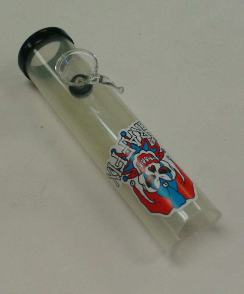GRAFFIX 6.5” ACRYLIC PLASTIC STEAMROLLER TOBACCO HAND PIPE SMOKING CLEAR WHITE