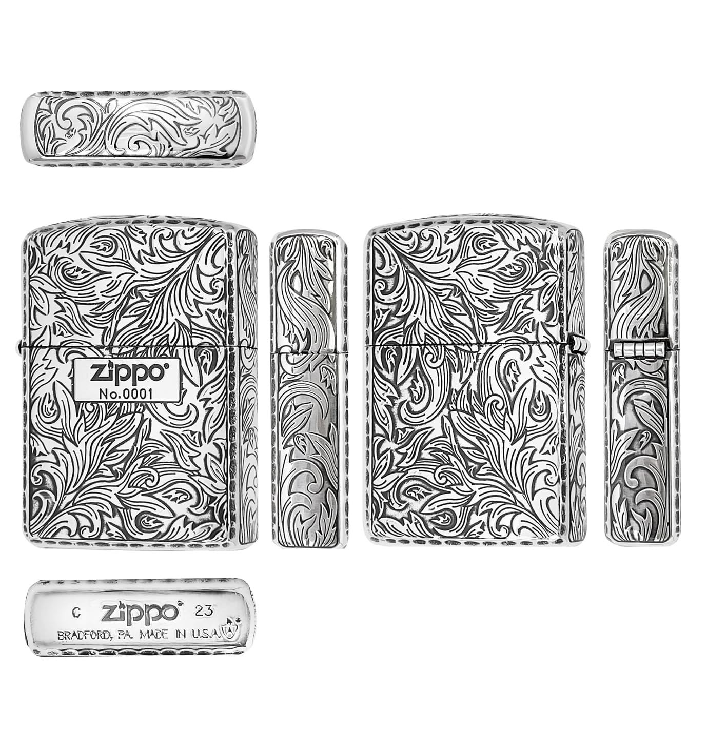 Armor Arabesque Logo Silver smoked Limited 162GI-luxury2 Zippo Oil Lighter MIB