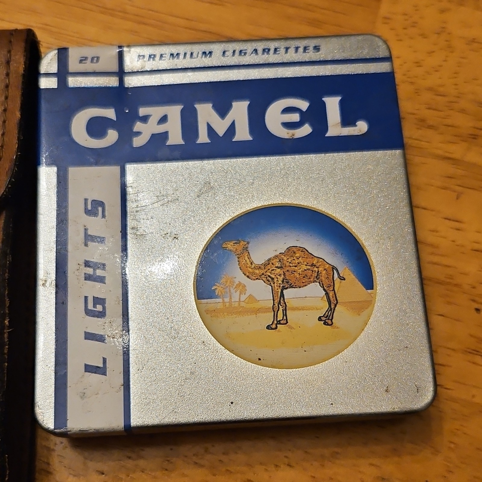 Winston Collectible Lighter with Case and a camel smoking tin and leather holder