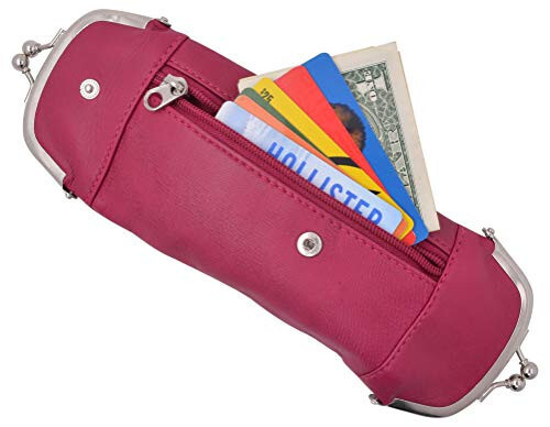 Beige Leather Cigarette Smoke Carrying Case Coin Holder Zip Pocket Wallet