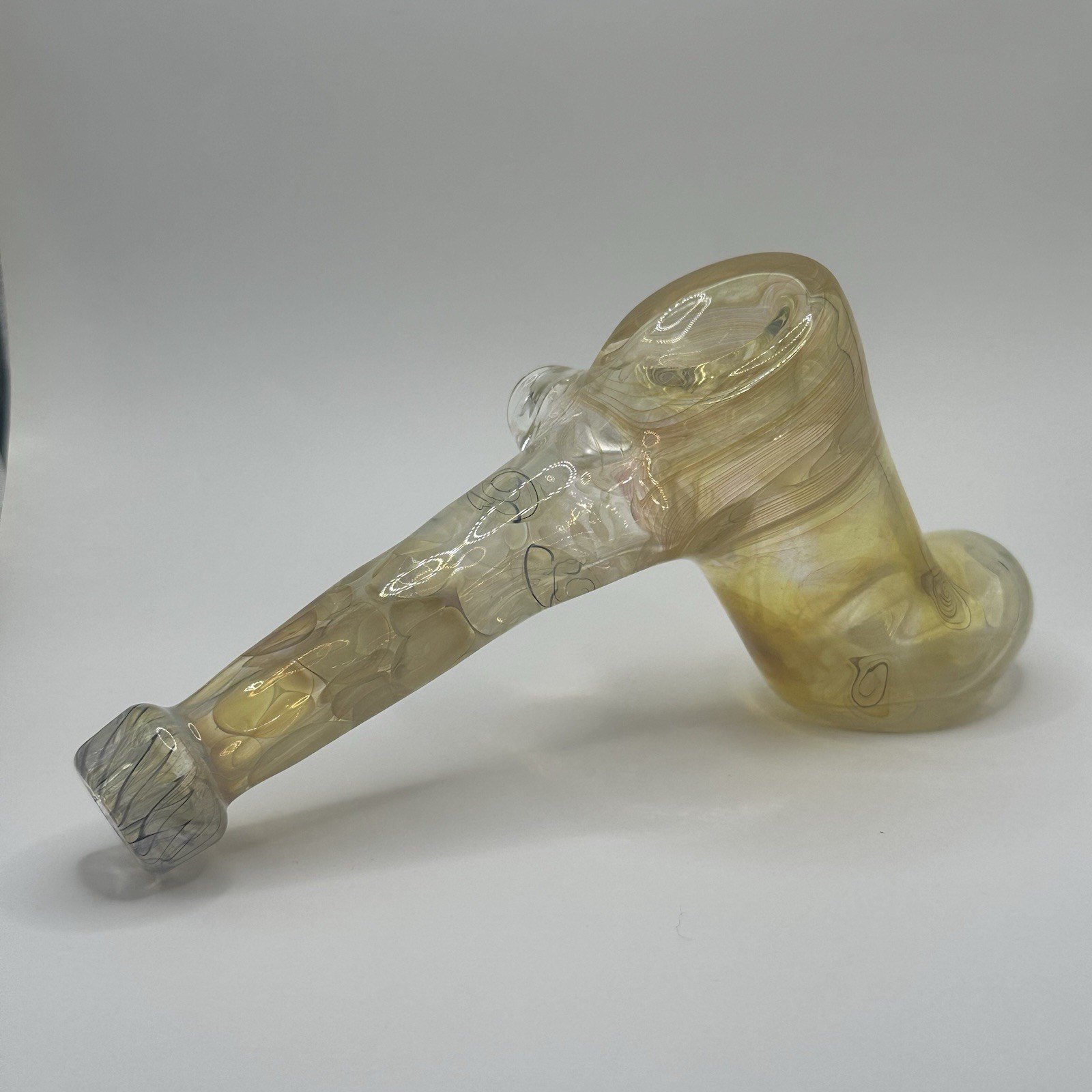 Cam Tower Heady Glass Hammer Pipe Gold And Silver Fumed