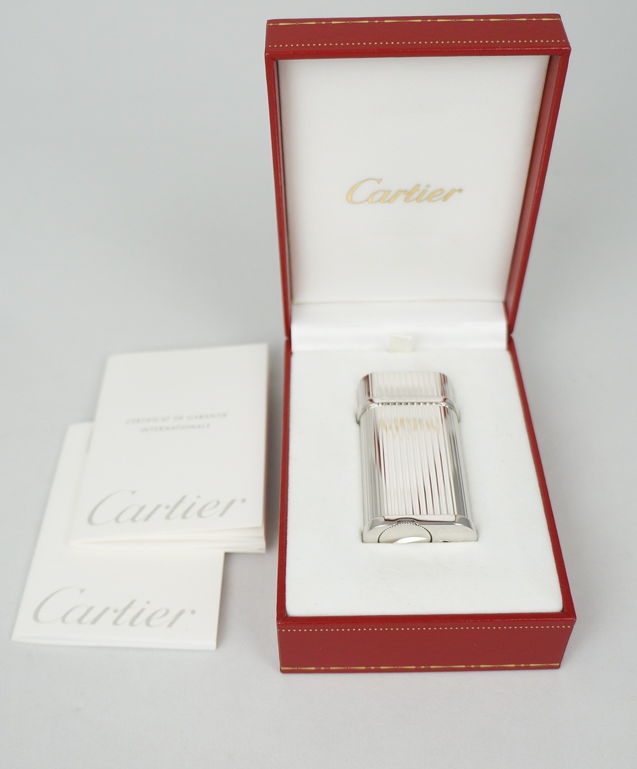 Cartier Gaudroon Oval Roller Vintage Silver Gas Lighter – Excellent Condition