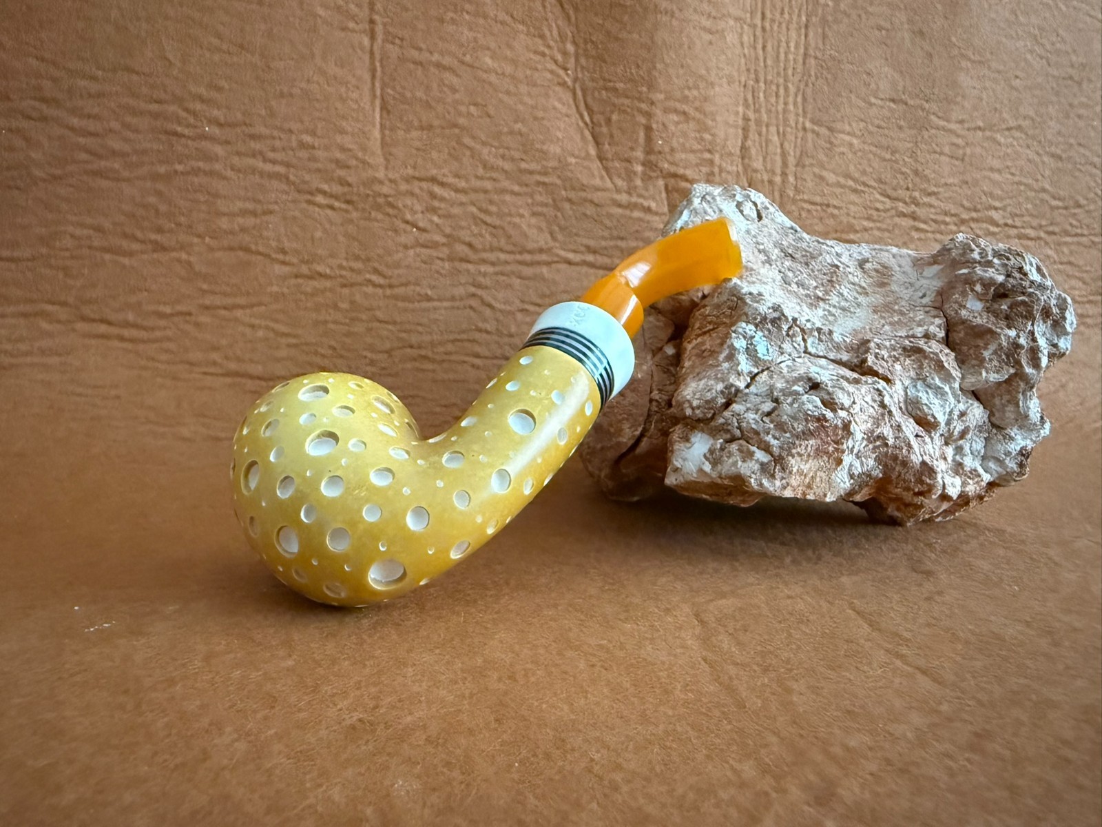 Meerschaum Pipe Hidden Reverse Calabash Exclusive Shape with Fitted Case
