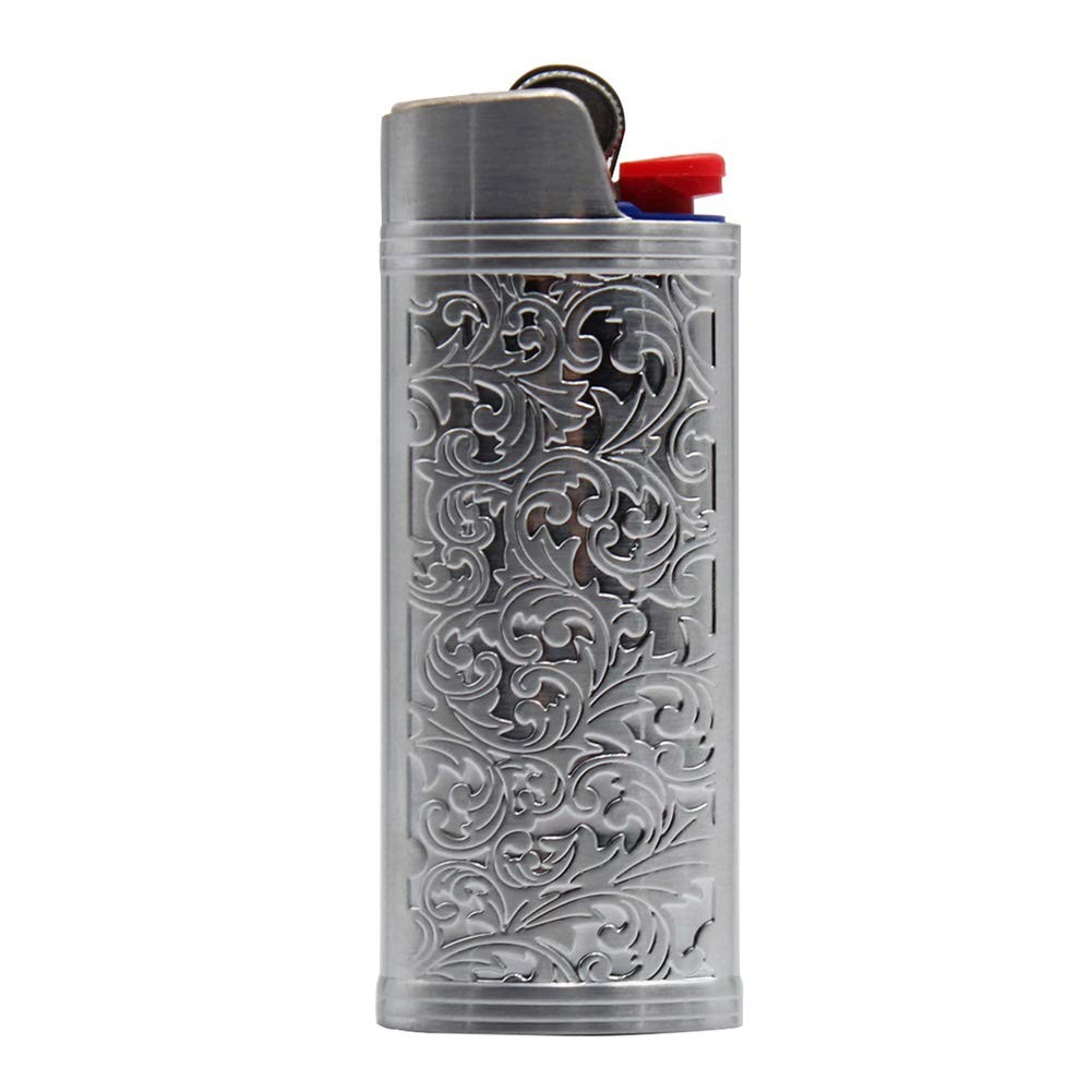 Lucklybestseller Metal Lighter Case Cover 1 Count (Pack of 1), Silver Gray