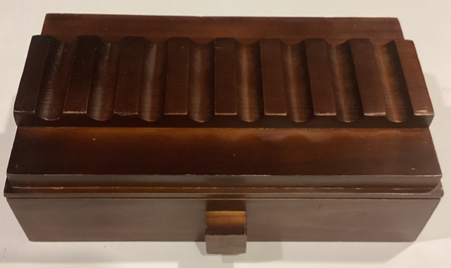 Vintage Wooden Cigar Or Cigarette Storage Box With Drawer & Removable Tray