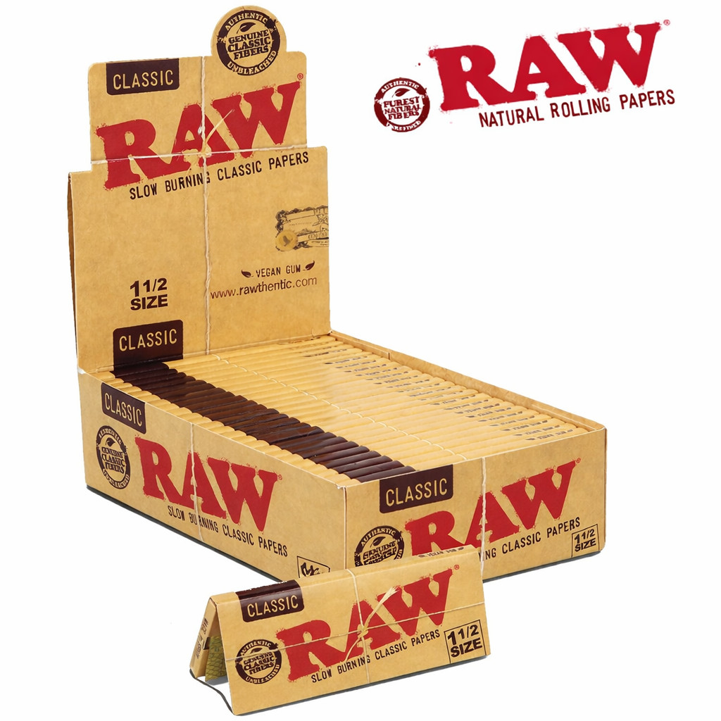 24 x RAW Classic Natural 1.5 1 1/2 Size Rolling Papers FULL BOX – FREE SHIPPING