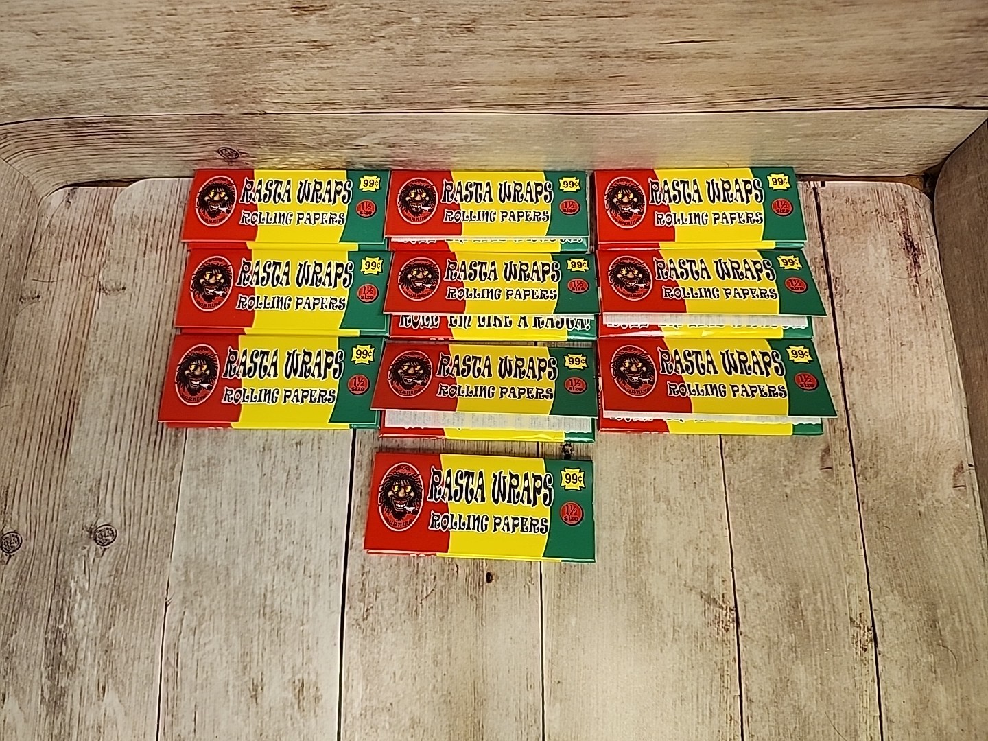 10x Rasta Wraps Rolling Papers GREAT DEAL! 24 Lvs/Pk *USA Shipped*