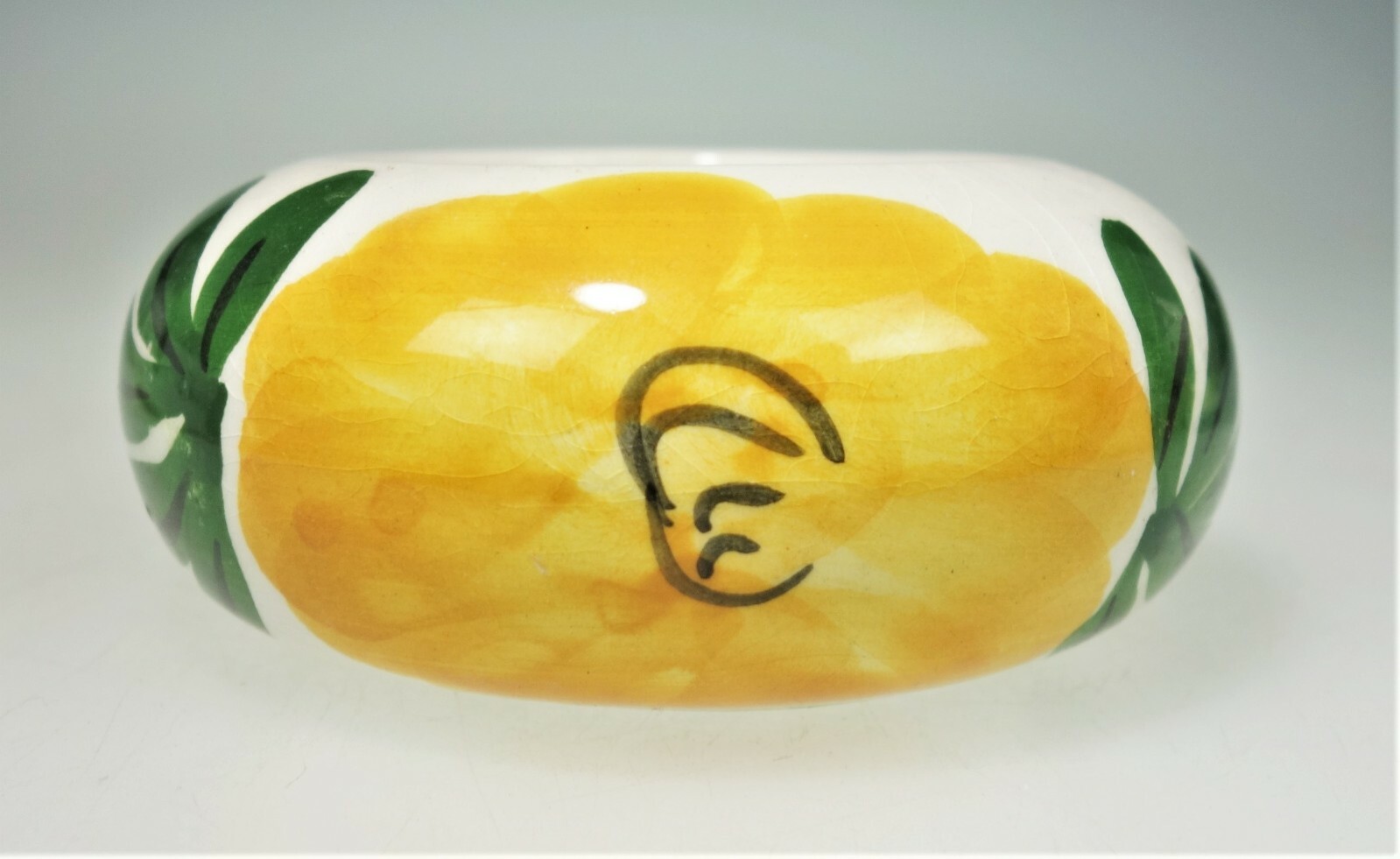 Round Personal Ashtray Ceramic Pottery Yellow Flower Boho Indoor Outdoor