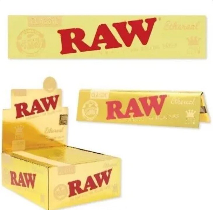 NEW🔥50 PKS RAW ETHEREAL KING SIZE SLIM ROLLING PAPERS😎PHENOMENALLY THIN
