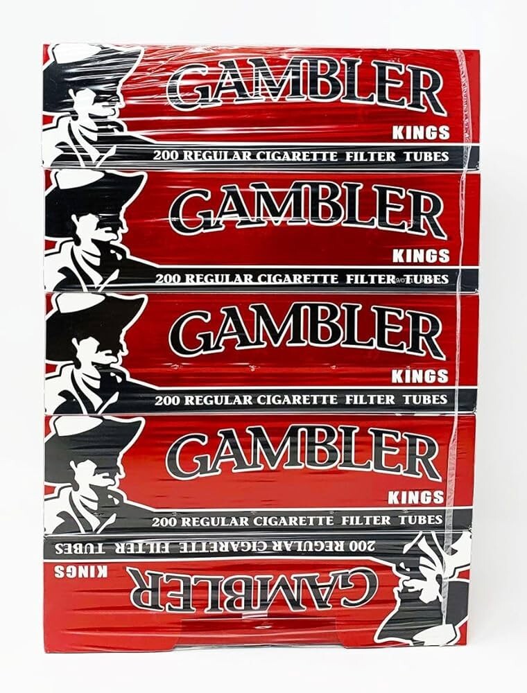 Gambler Regular King Size Cigarette Tubes – 200 Count/box (Pack of 5)