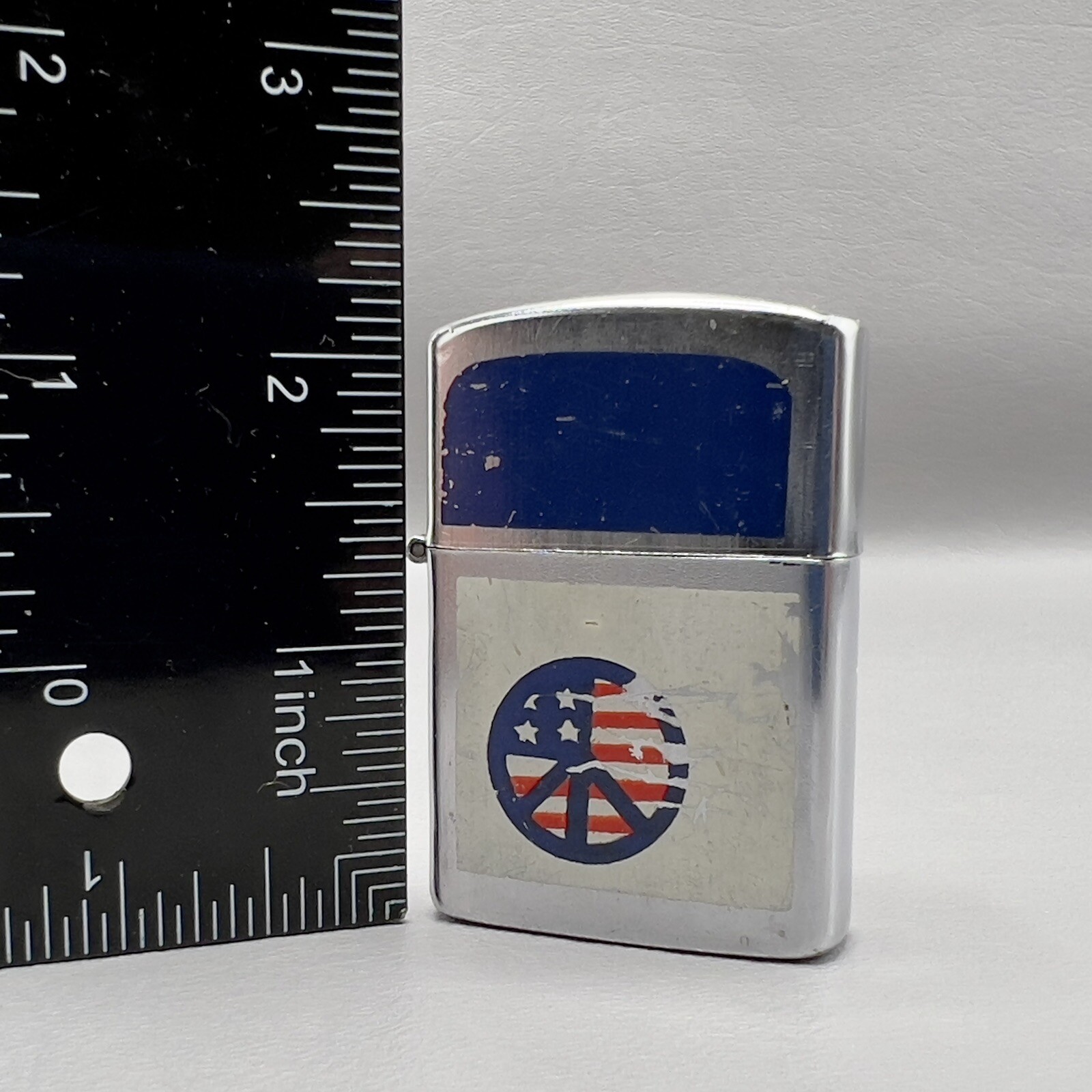 Vintage Hadson Peace Sign Cigarette Lighter USA Brushed Finish Japan EMPTY