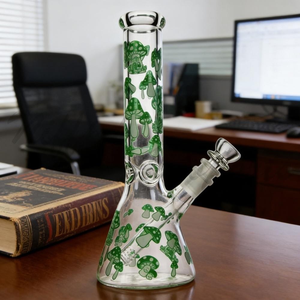 10″ Glass Bong Smoking Hookah Water Pipe Heavy Tobacco Beaker With 14mm Bowl US