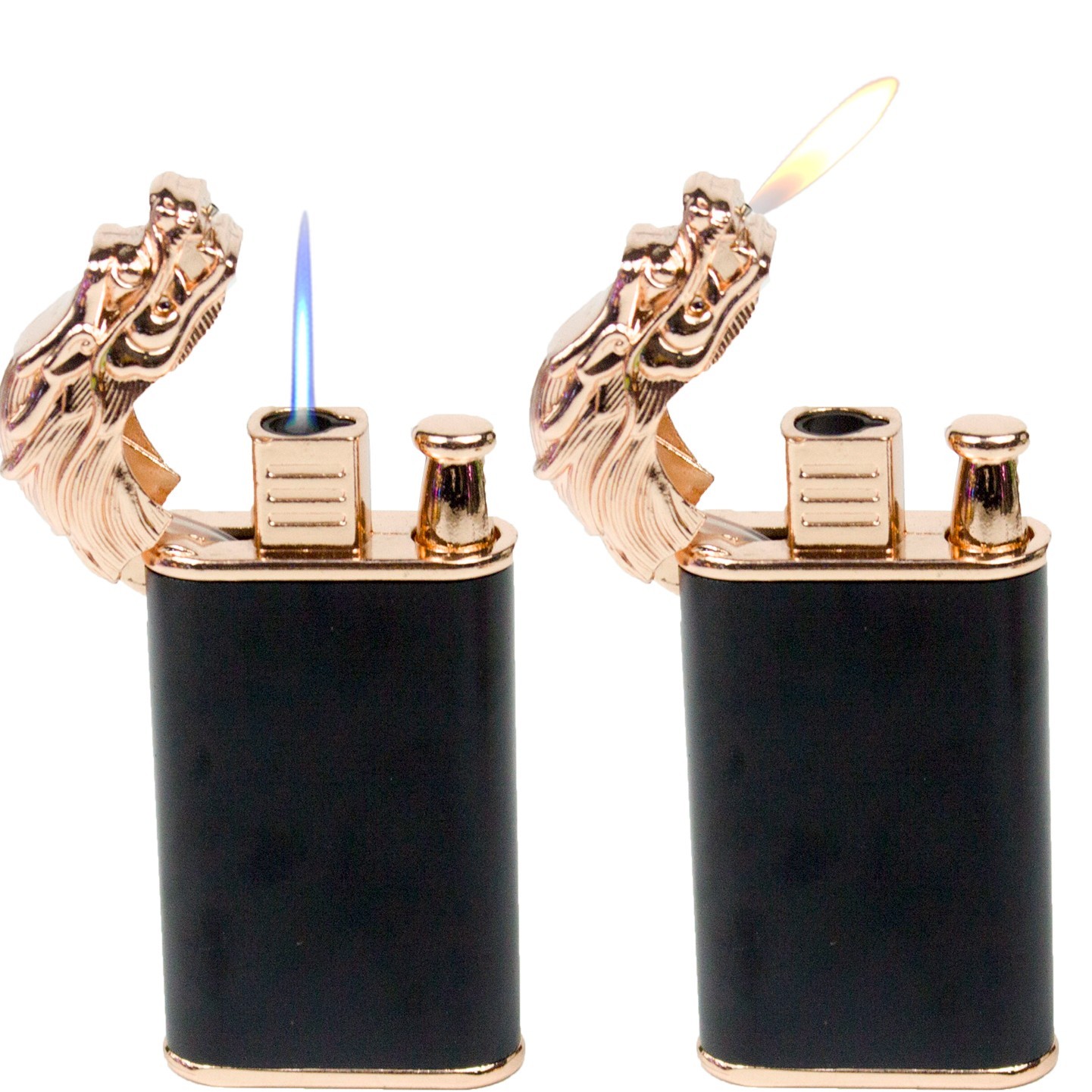 1 Rose Gold Dragon Torch Lighter Dual Flame Windproof Refillable Pocket Lighter