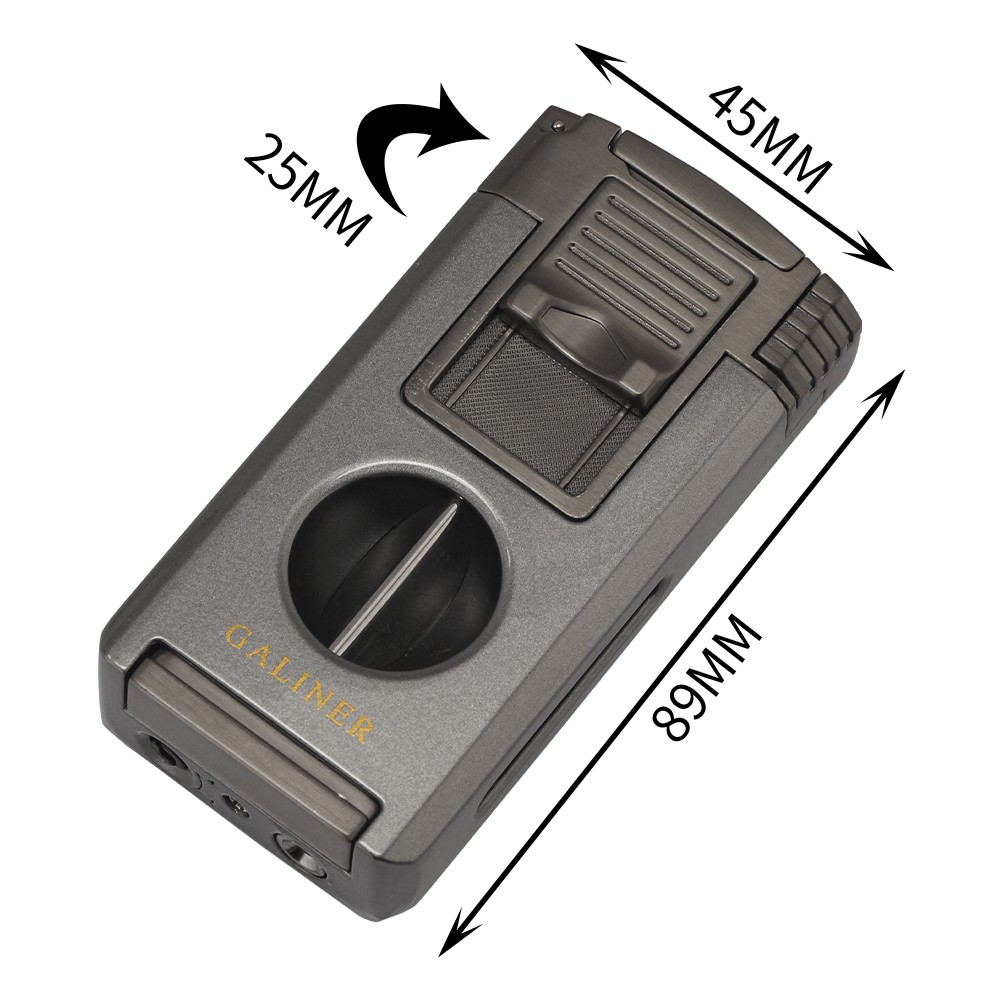 Windproof Torch Cigar Lighter Punch 3 Jet Flame Refillable V-cutter Cigar Tube