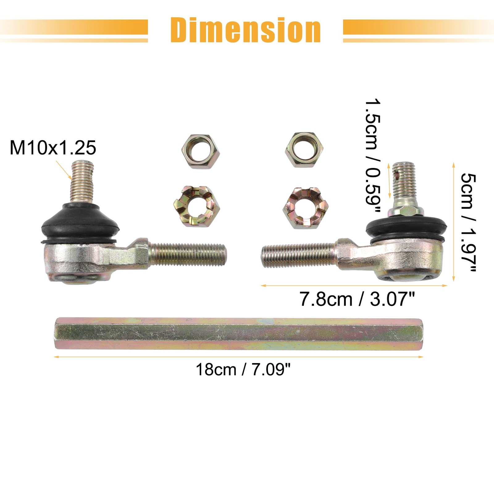 Acropix 18Cm 7.09 Steering Tie Rod End Tie Rod Link Fit For 50Cc 70Cc 90Cc