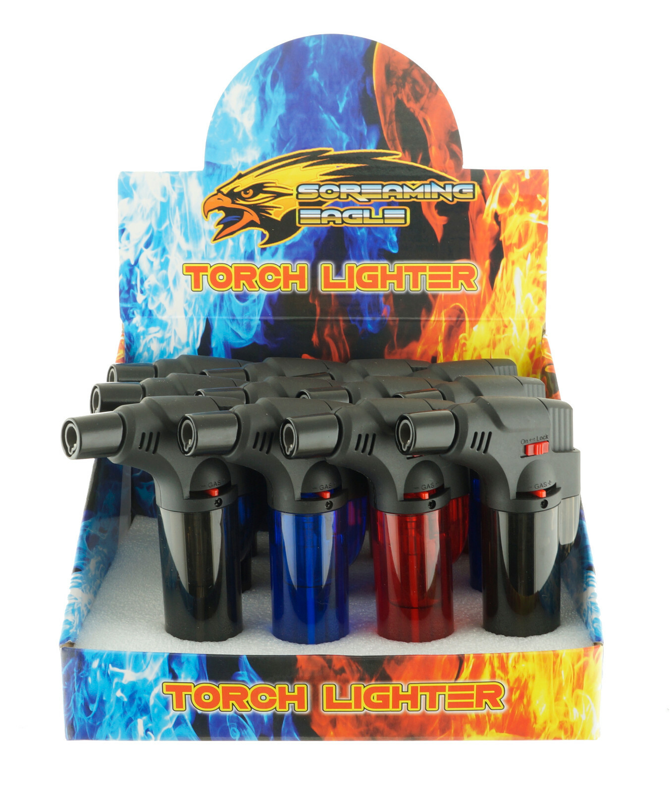 4 Pack Jumbo 4″ Jet Flame Torch Gun Lighter Refillable Lockable Adjustable Clear