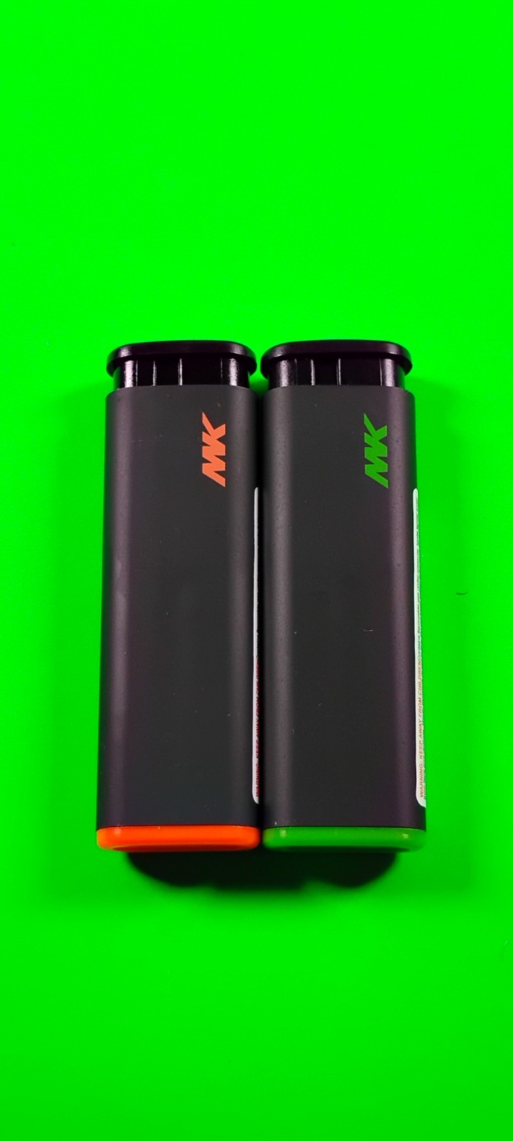 MK JET Torch Lighter, Modern Rubber Grip, Refillable (NEON Orange / Green) 2pk