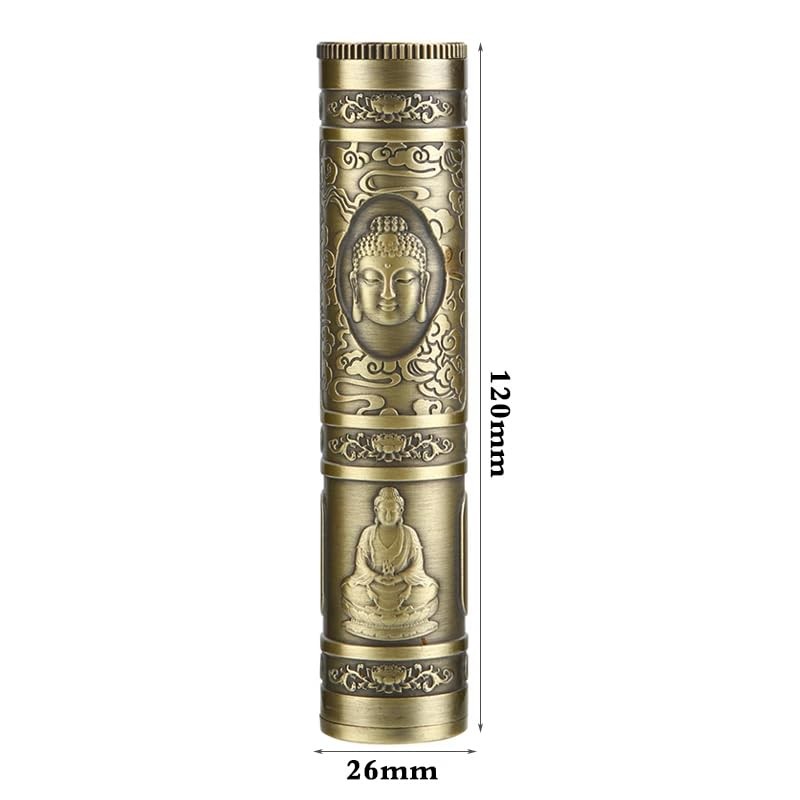 Bronze Buddha Embossed Metal Cigarette Case Airtight Waterproof Cigar Holder 4.7
