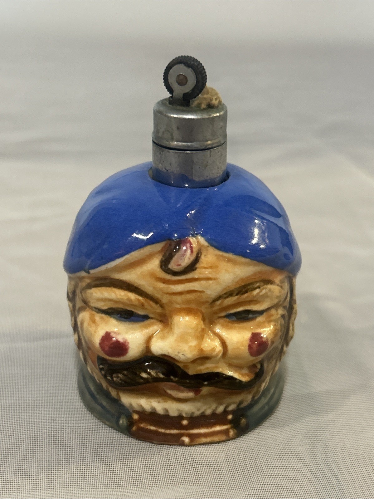2 Vintage 1950s Ceramic Sultan Genie Table Lighters Japan Pioneer Mose Co Turban