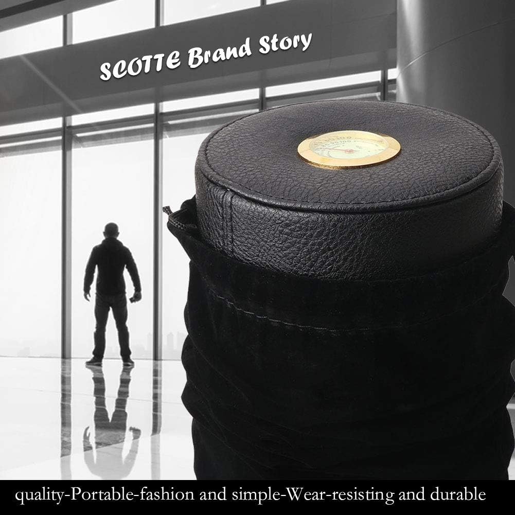 Scotte Cigar humidor case/jar,Leather Cedar Wood Cigar Canister Portable for 12-