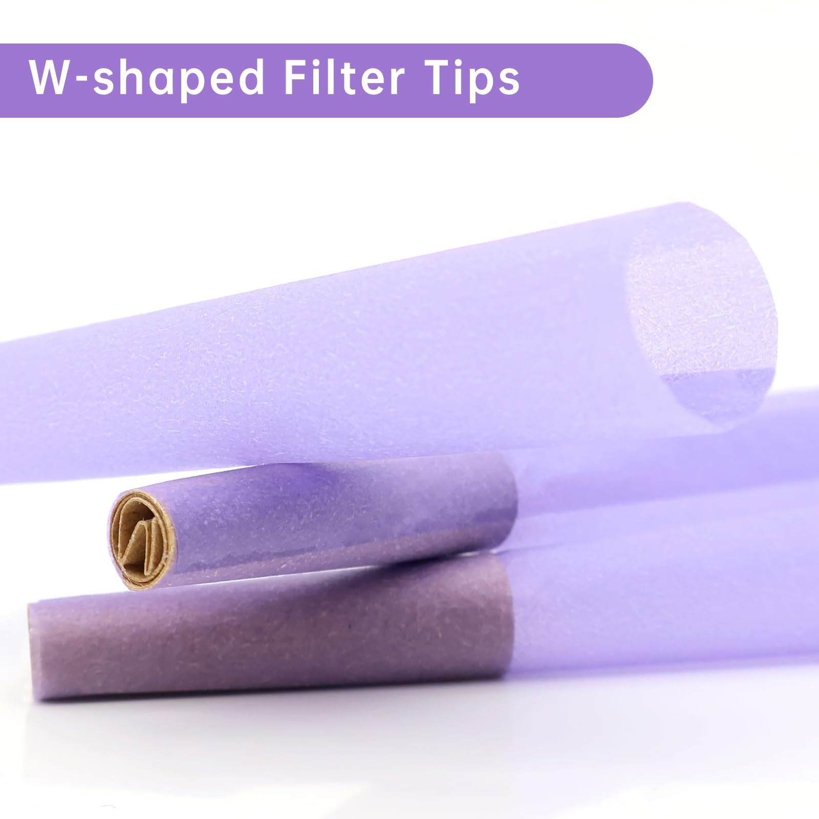 Purple Pre Rolled Cones | King Size 109mm/26mm | 50 Pack | “W” Filter Tip | N…